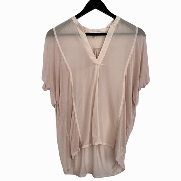Aritzia Babaton flowy silk sheer pink short sleeve - Picture 1 of 8